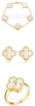 621429433 Vintage Alhambra Bracelet and Ring and Earrings Yellow Gold
