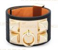 202523771 H Leather Bracelet Black With Gold