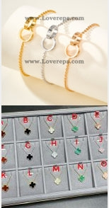 202525284 Love Bracelet Double Ring and Vintage Alhambra Necklace