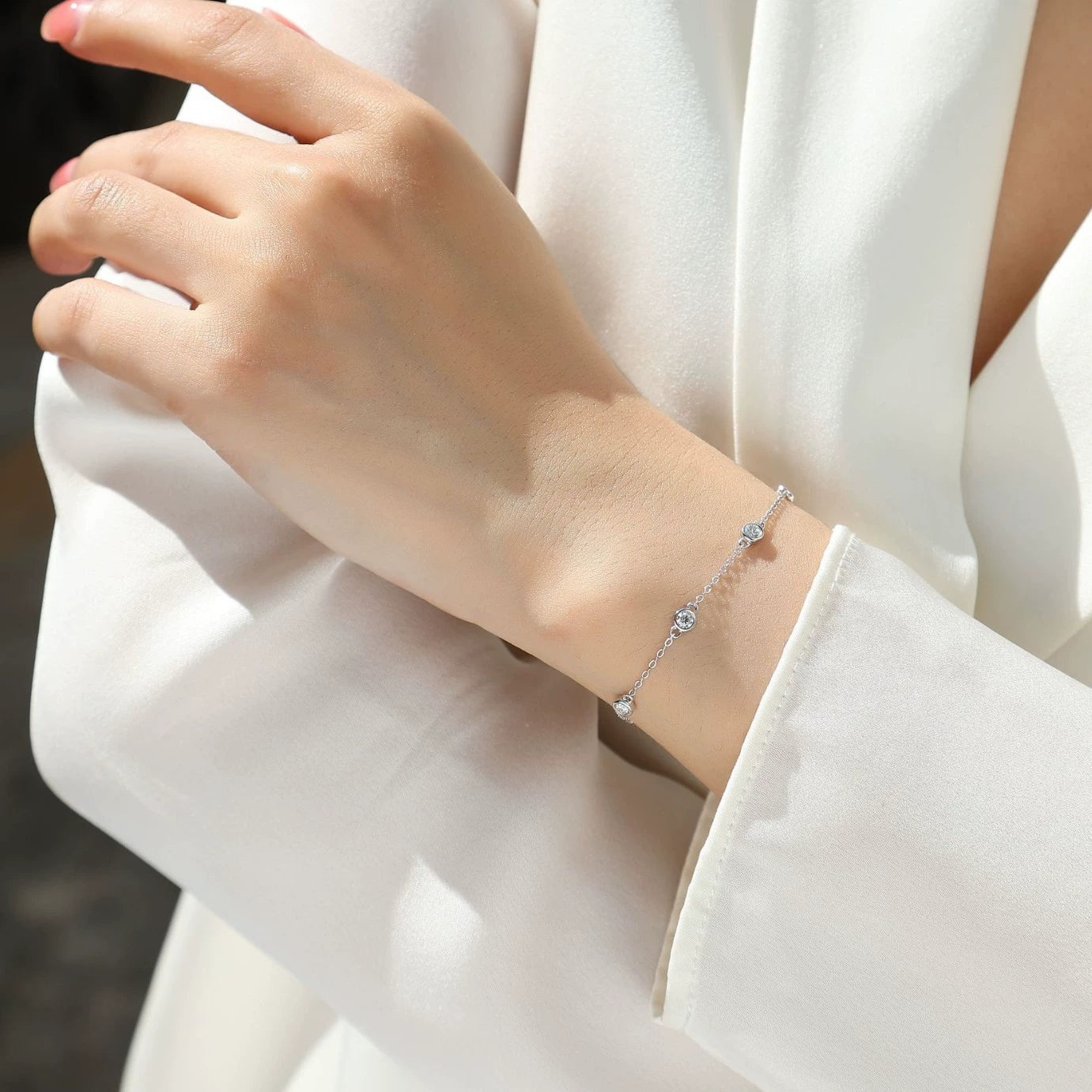 2026072801 Moissanite Bracelet, S925 Sterling Silver Optional