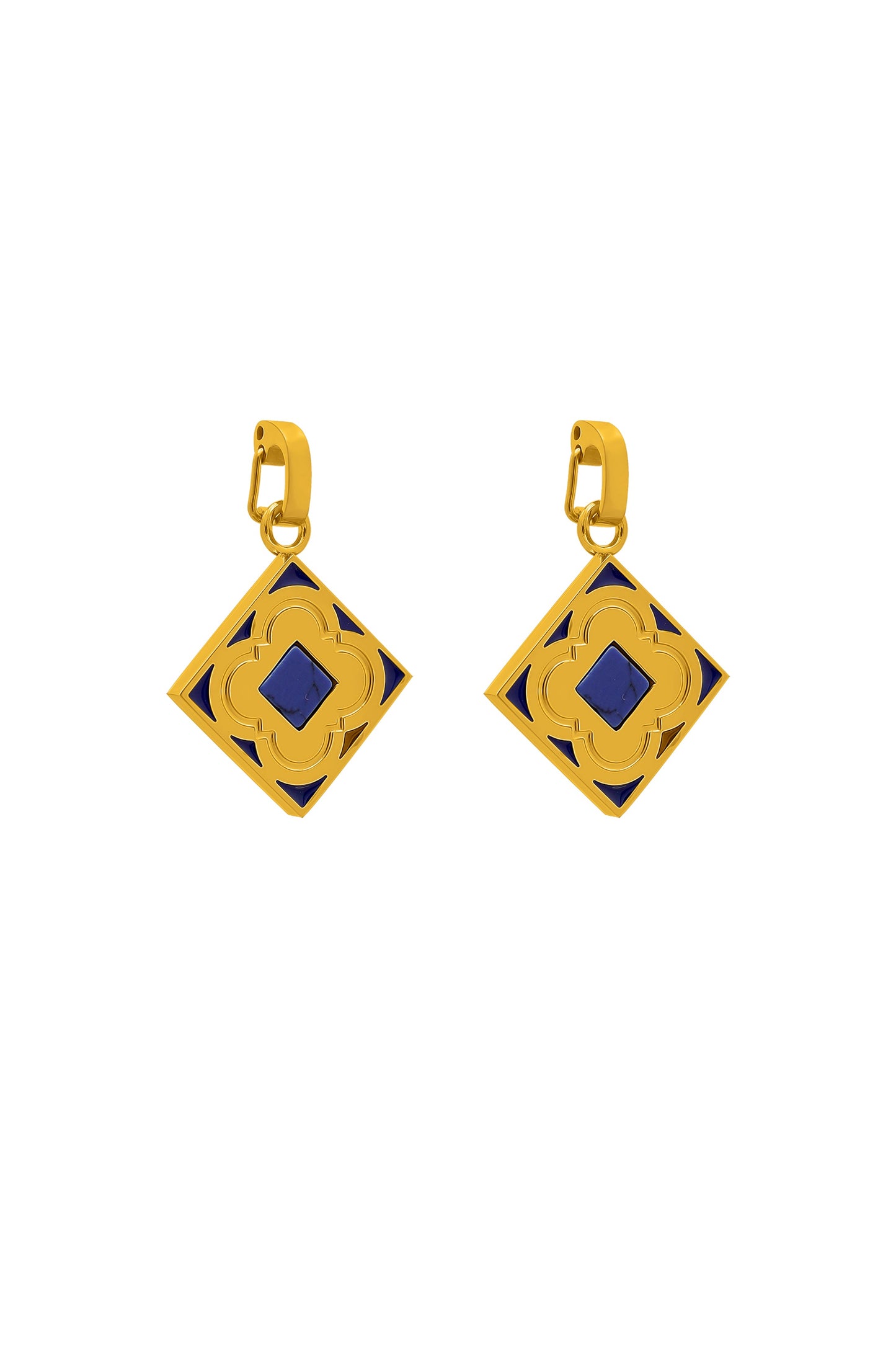 Blue Sapphire Logo Stone Pendant Earring Set