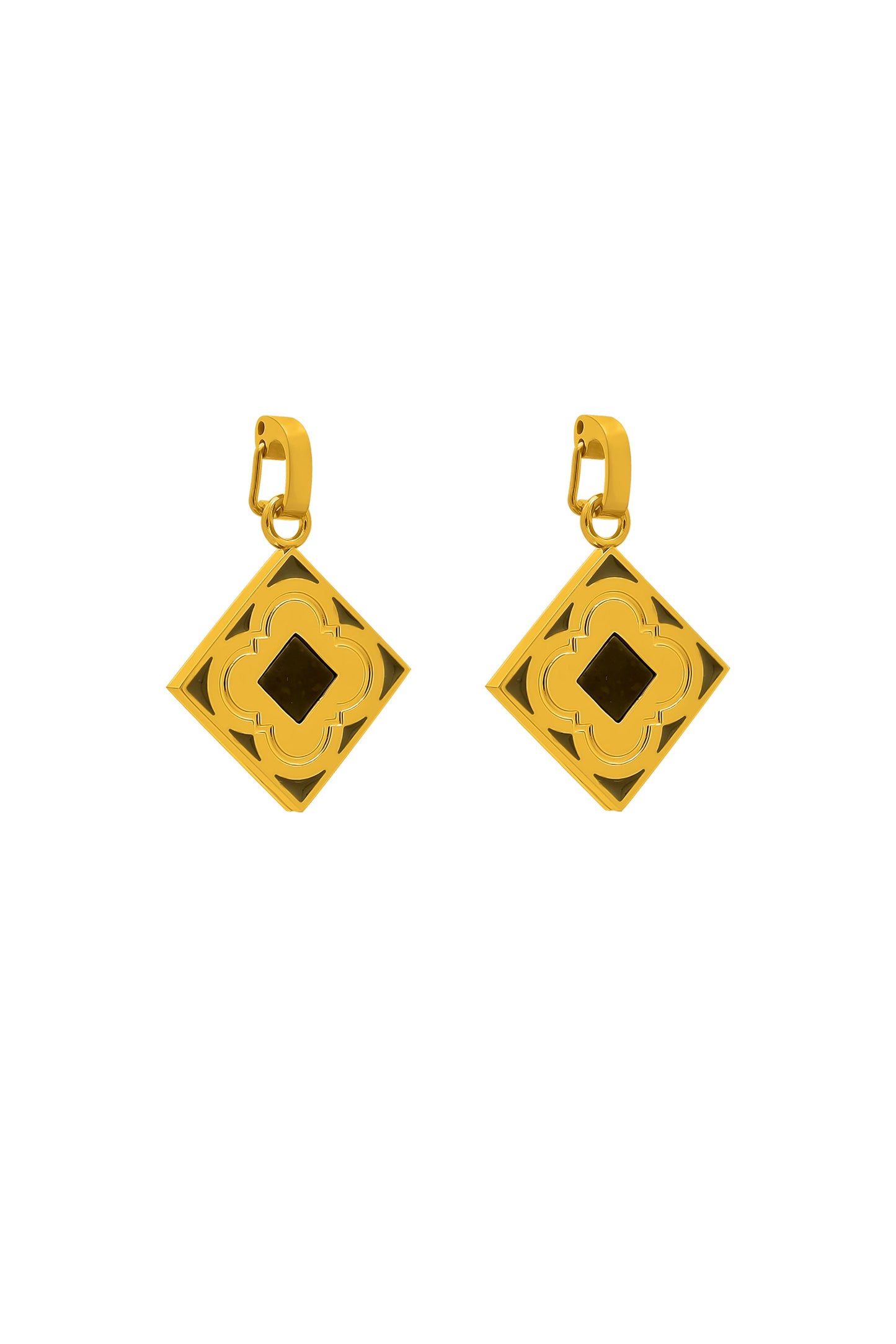 Agate Logo Stone Pendant Earring Set