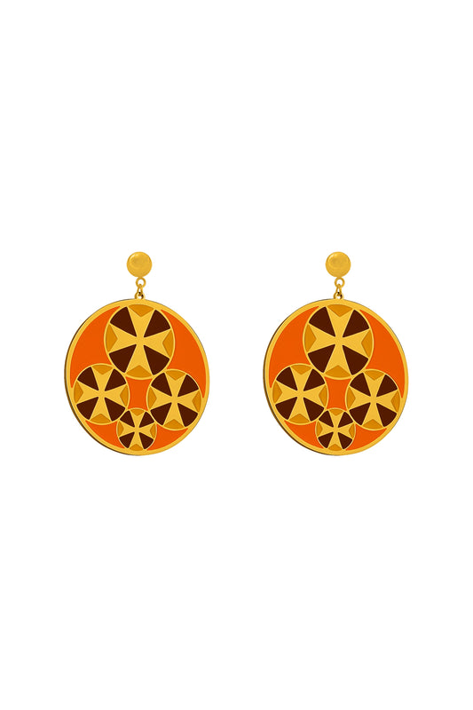 Hazel Brown Tetrad Maltese Cross Earring Set
