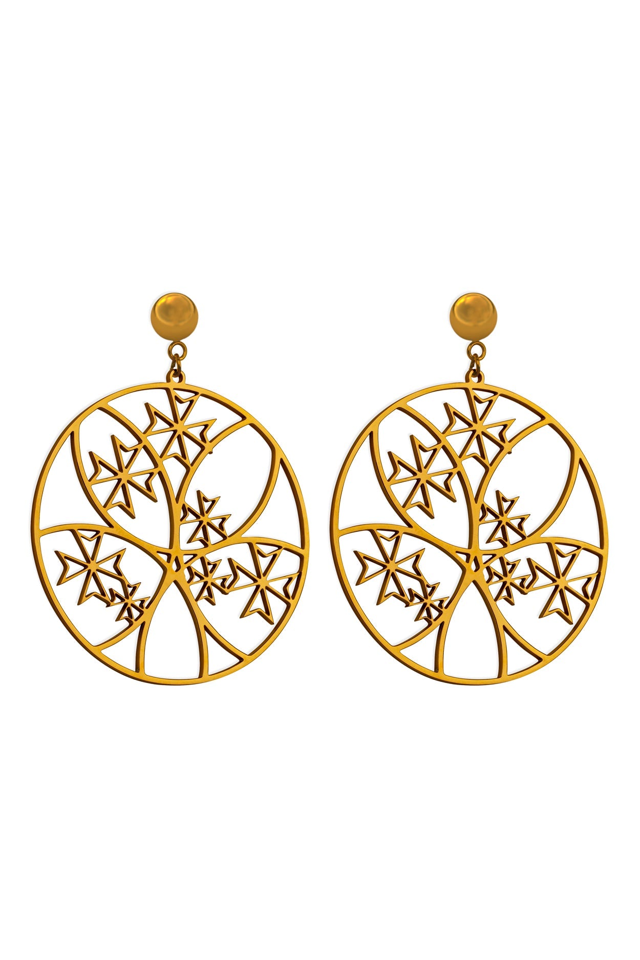 Abstract Maltese Cross Hoop Earring Set
