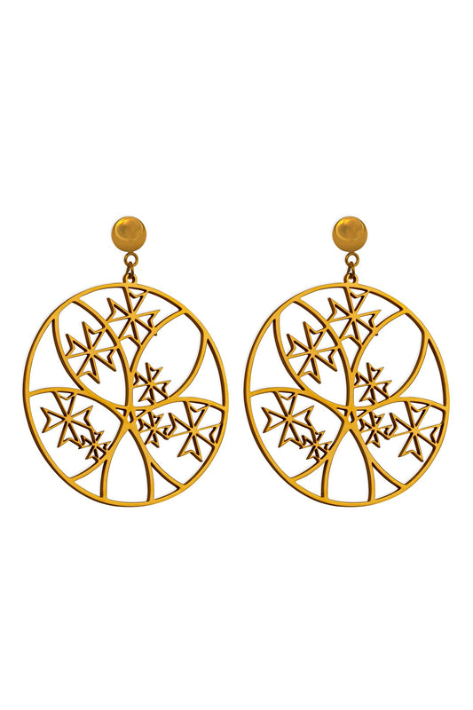Abstract Maltese Cross Hoop Earring Set