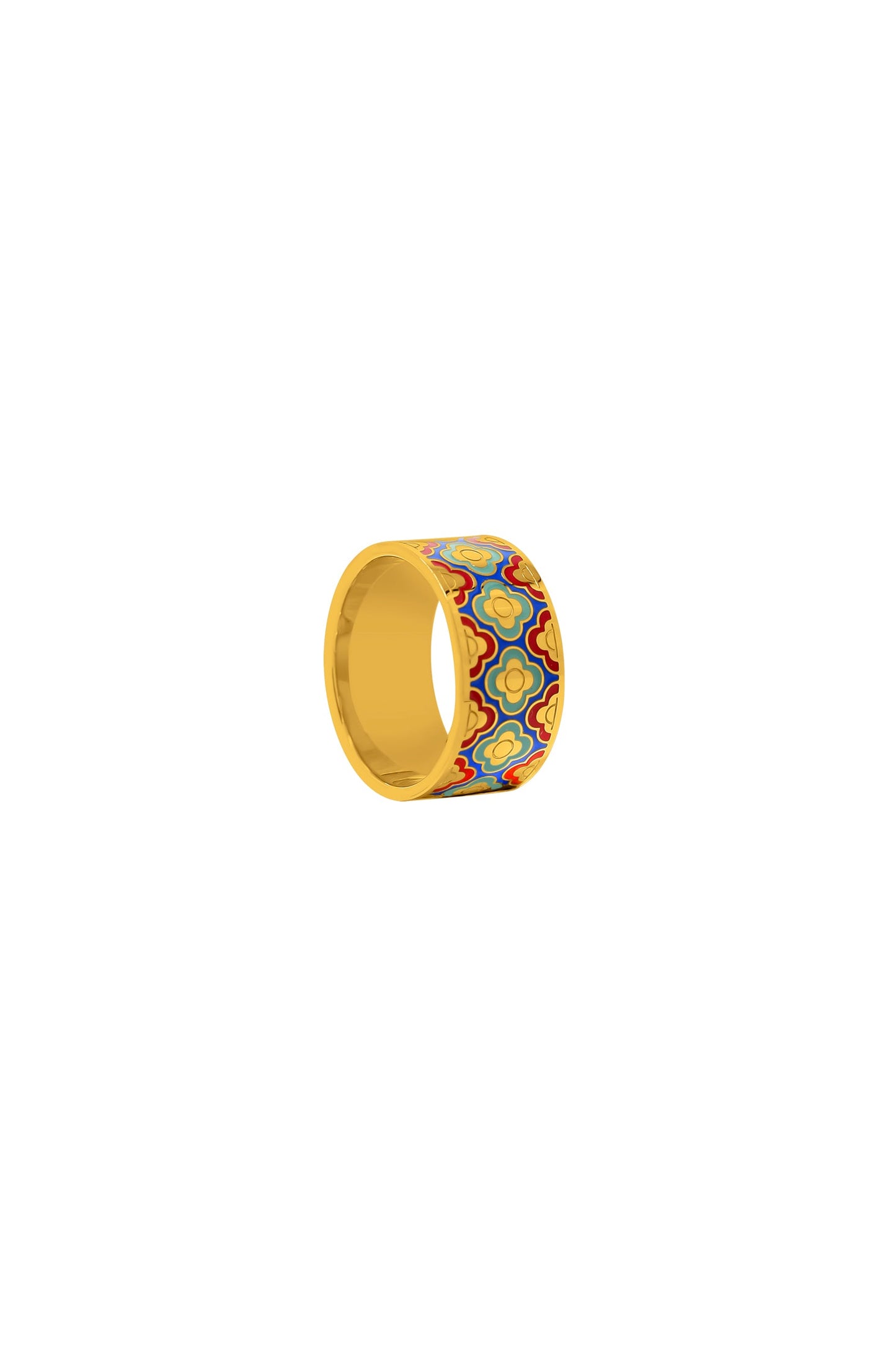 Lellux Teal & Burgundy Maltese Tile Ring
