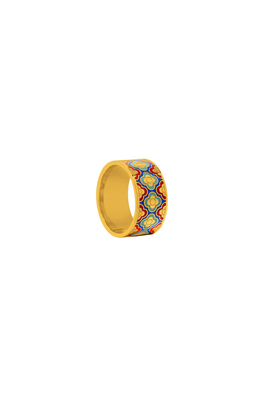 Lellux Teal & Burgundy Maltese Tile Ring