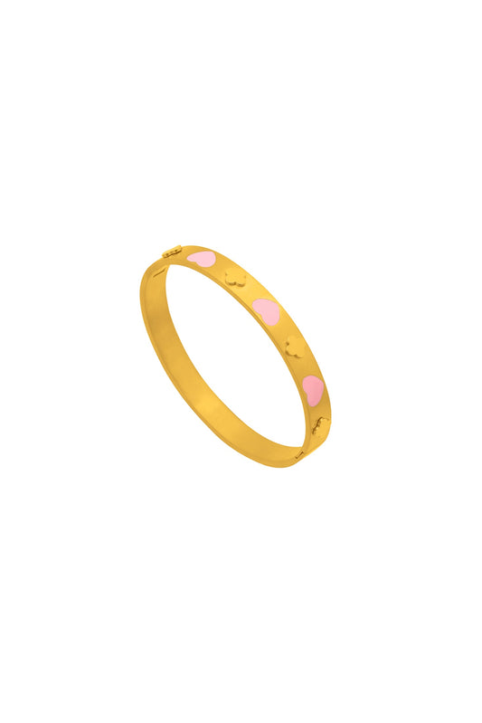Pink Heart Enamel Bangle