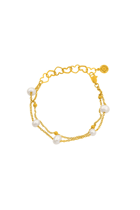Freshwater Double Chain Heart Bracelet