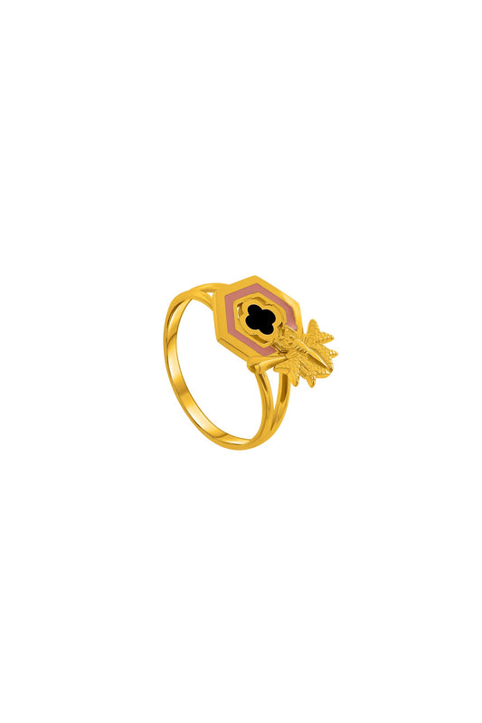Reġina Pink & Black Enamel Ring