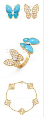 202523807 Two Butterfly Ring and Earrings and Vintage Alhambra Bracelet