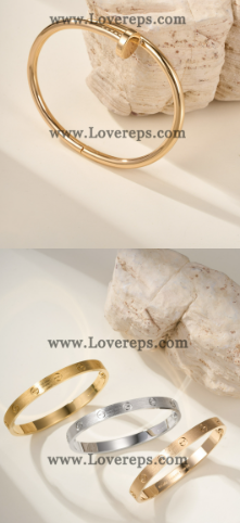 202524026 Nail Bracelet and Love Bracelet-Brushed Finish Rose Gold