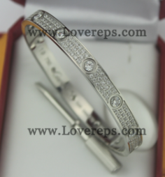 202524038 Diamond-Paved Love Bracelet with 10 Big Diamonds White Gold