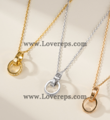 202524157 Love Necklace Classic Model Half-Paved Yellow Gold