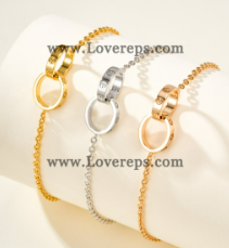 202524165 Love Bracelet Double Ring on Chain White Gold