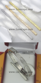202524255 Yellow Gold LOVE Flexible Unlimited Bracelet and White Gold Diamond-Paved Love Bracelet