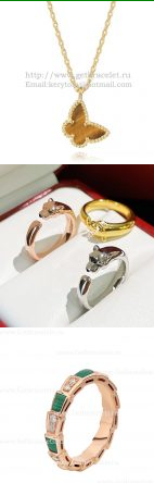 202525248 Lucky Alhambra Butterfly Necklace and Panthere Ring and Serpenti Ring