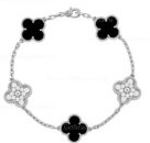 621427259 Vintage Alhambra Bracelet  5 motifs With Diamonds and Onyx