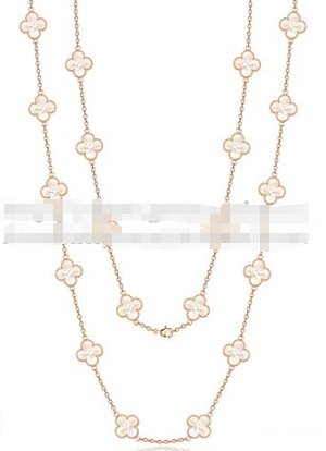 621429483  Vintage Alhambra Necklace Pink Gold 20 Motifs