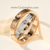 202523401 Double Love Ring in White Gold and Rose Gold with Pave Diamonds