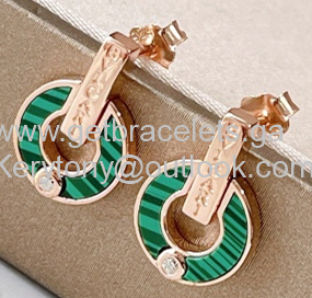 2025092601 Rose Gold with Malachite and Diamonds Earrings