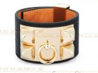 202523467 2pc H Leather Braclet Black