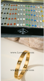 202523751 Vintage Alhambra Bracelet and Love Bracelet with 4 Diamonds