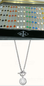 202523780 2pcs Vintage Alhambra Bracelet and H Necklace